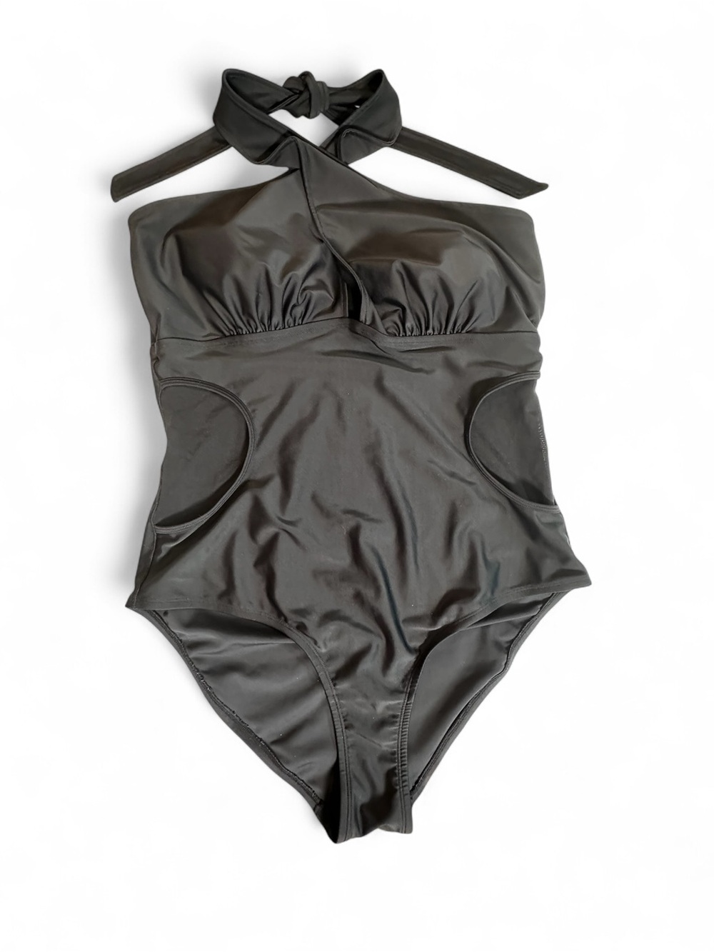 Forever 21+ Black Halter One Piece‎ Swimsuit Mesh Cutout Plus Size 2X Slimming